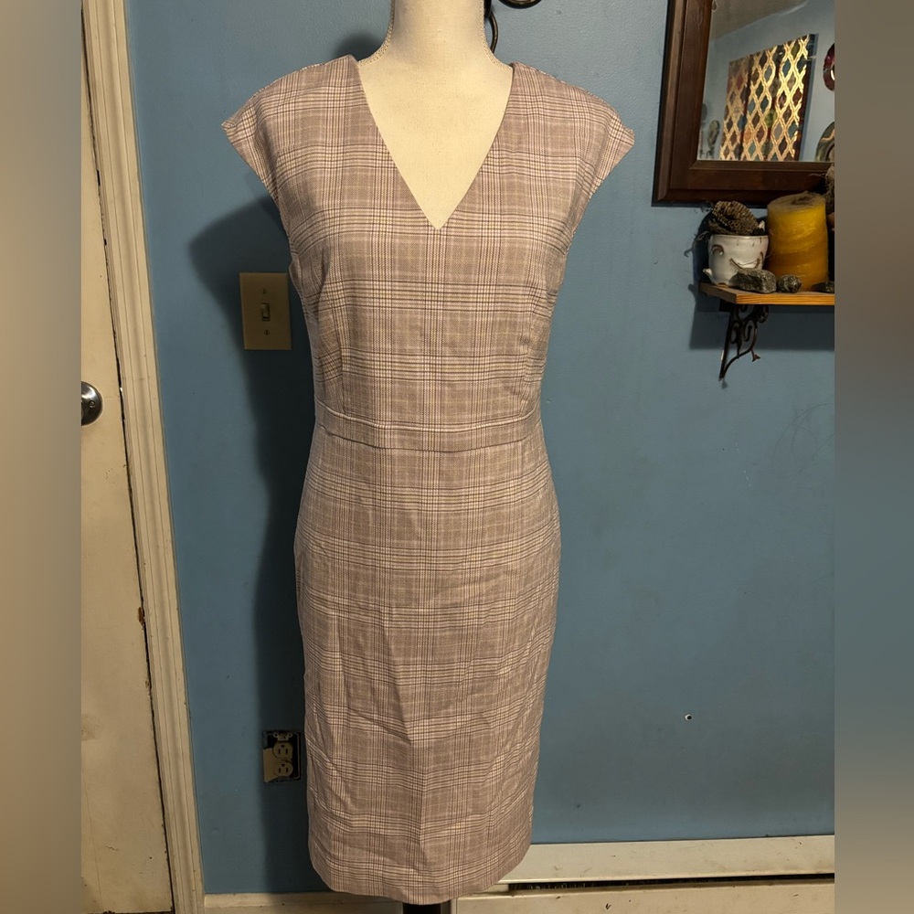 Ann Taylor, Pink & Gray, Plaid, Dress
